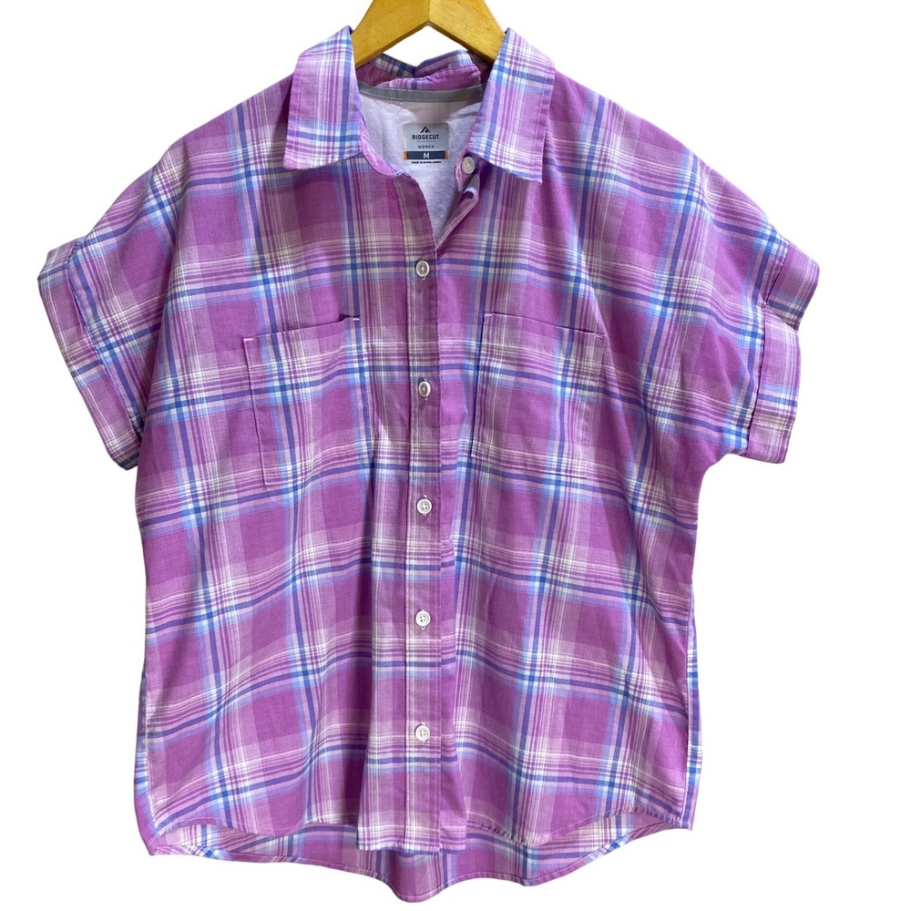 Women's Ridgecut Toughwear Work Shirt Medium‎ Stretch Pink Western Ranch Button